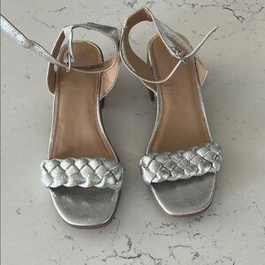 Wonder Nation Silver Sandals with Braided Straps